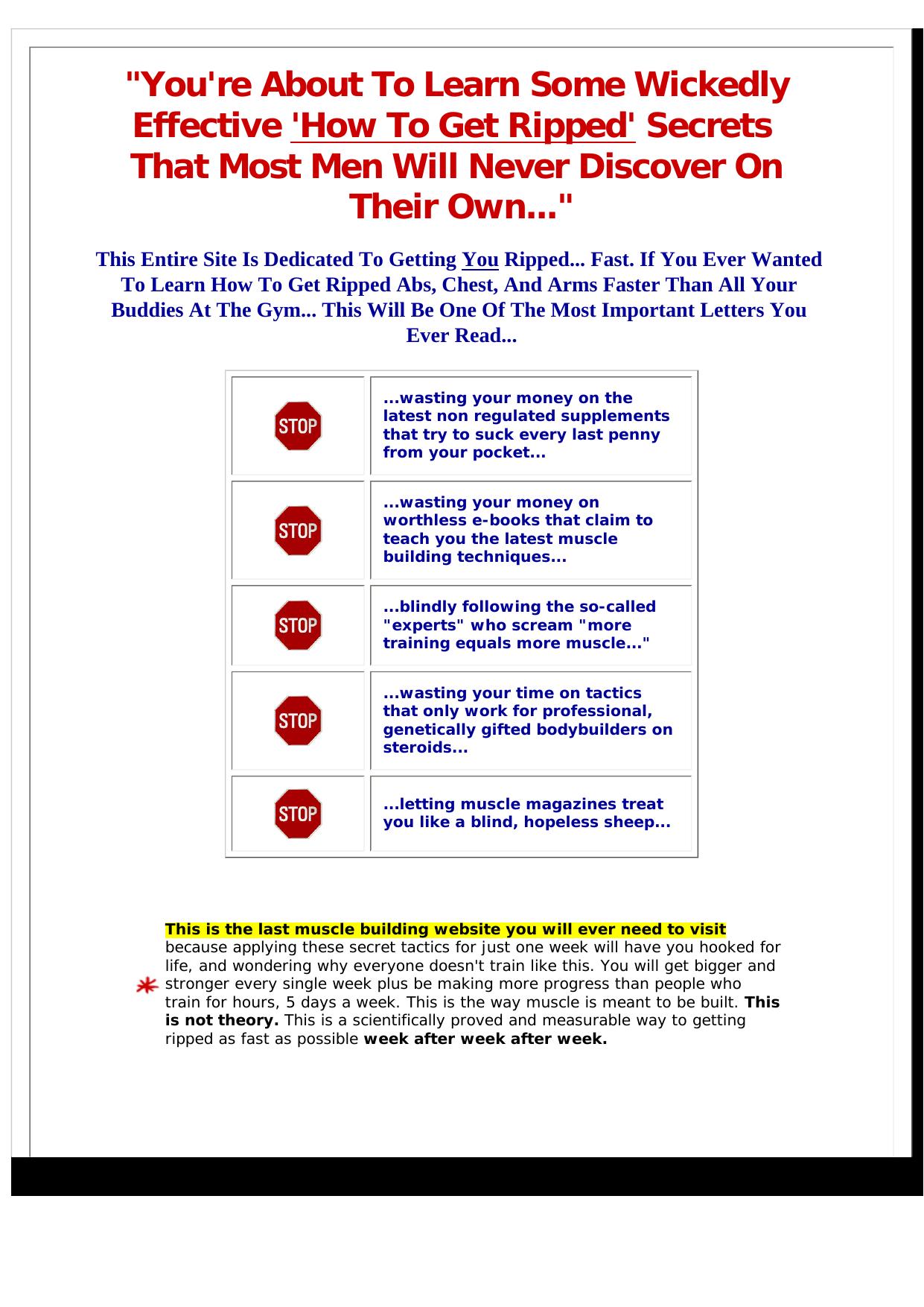 Great Niche In Build Muscle Market... 'How To Get Ripped'. by Best of Kuszter's Collection