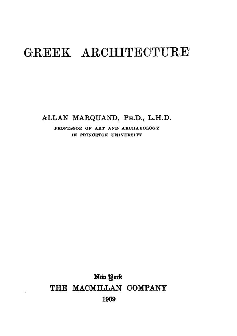 Greek Architecture by Allan Marquand
