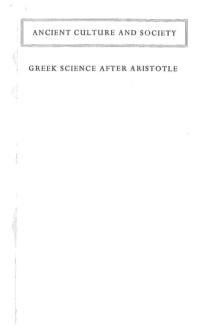 Greek Science after Aristotle by G.E.R. Lloyd
