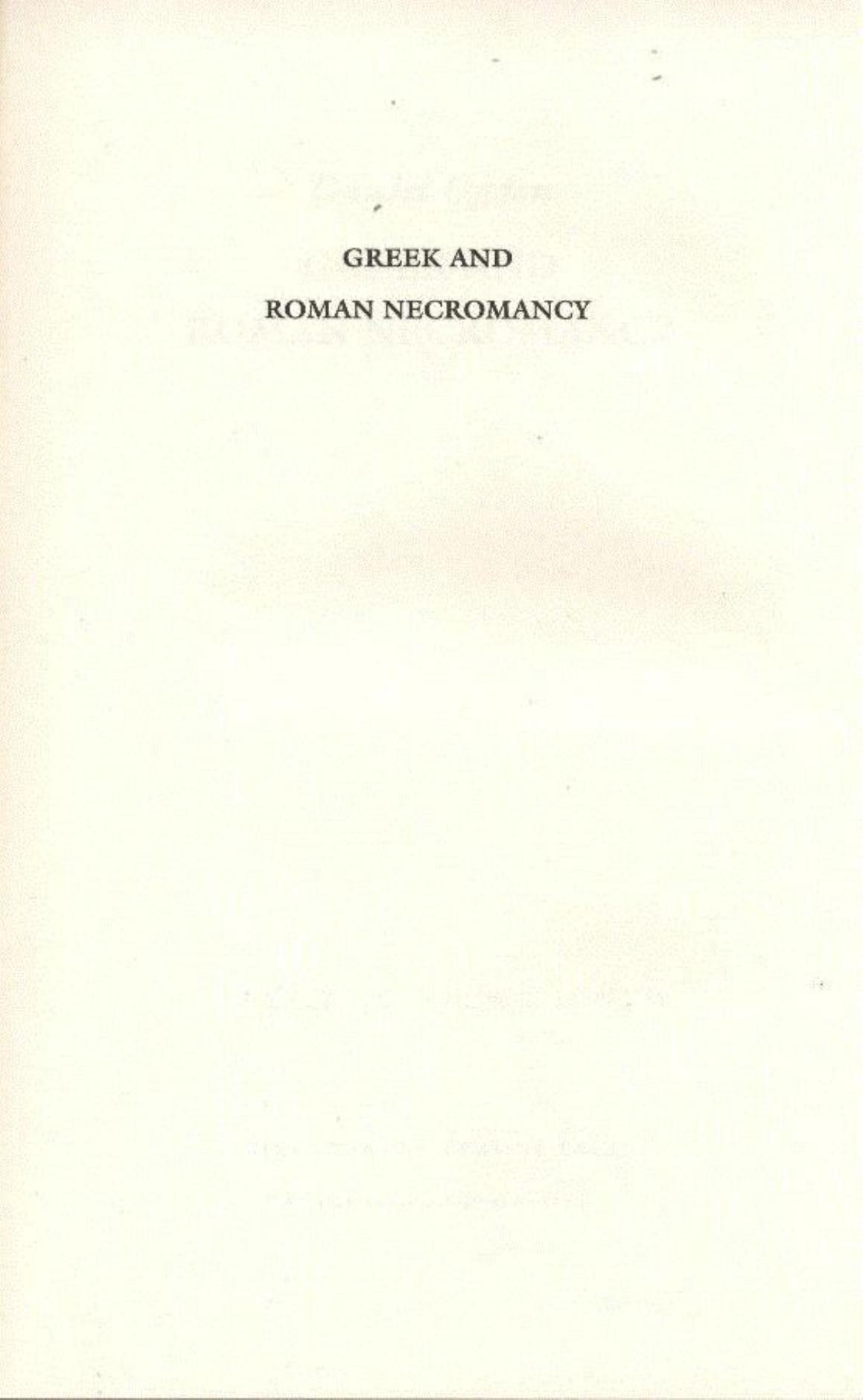 Greek and Roman Necromancy by Unknown