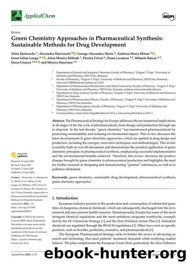 Green Chemistry Approaches in Pharmaceutical Synthesis: Sustainable Methods for Drug Development by unknow
