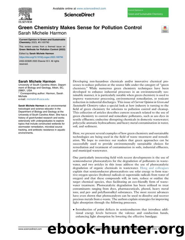 Green Chemistry Makes Sense for Pollution Control by Sarah Michele Harmon
