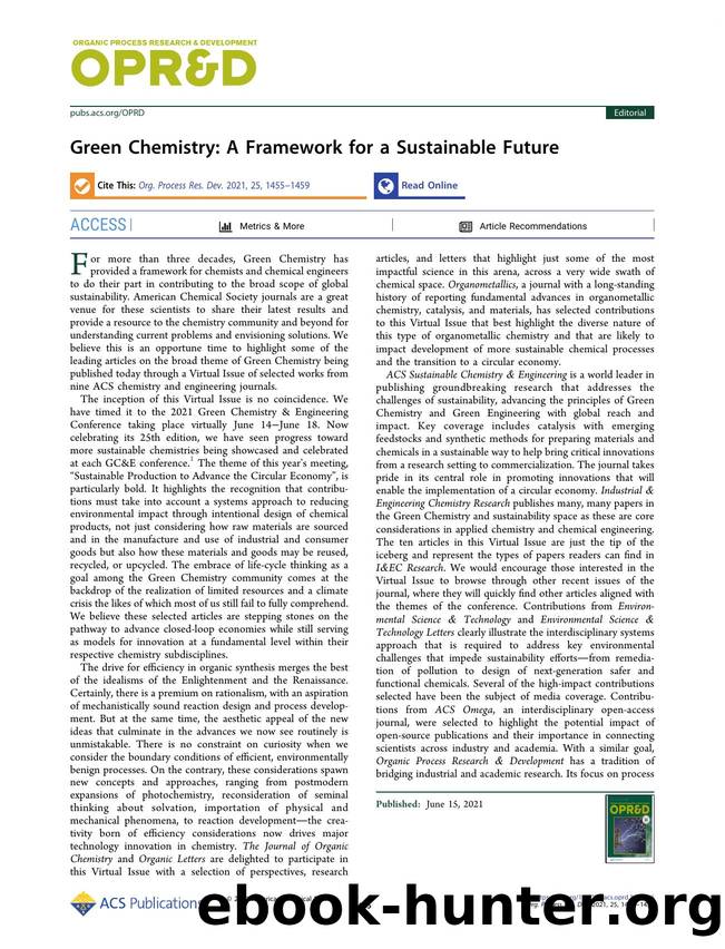 Green Chemistry: A Framework for a Sustainable Future by unknow