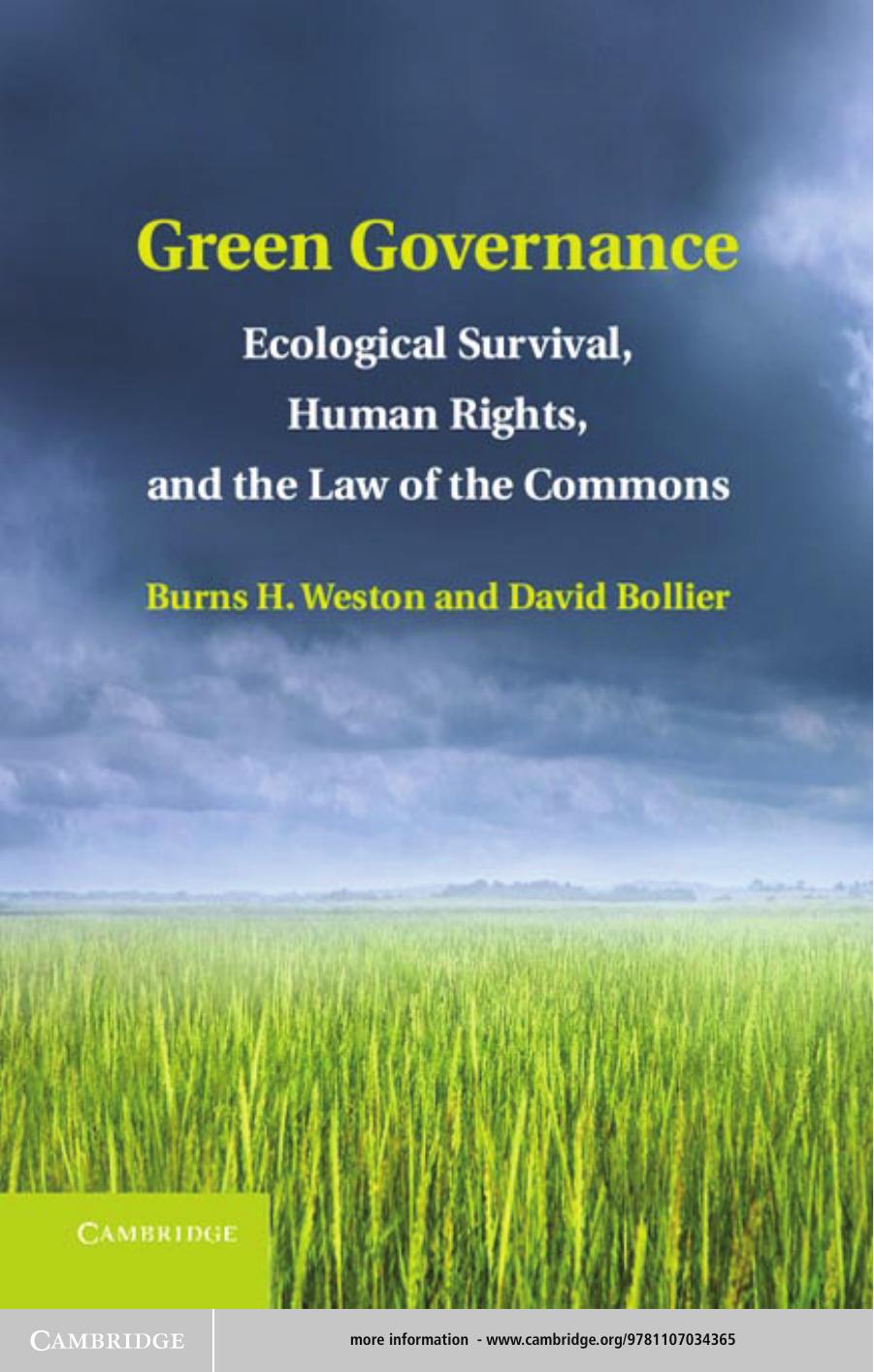 Green Governance: Ecological Survival, Human Rights, and the Law of the Commons by Unknow