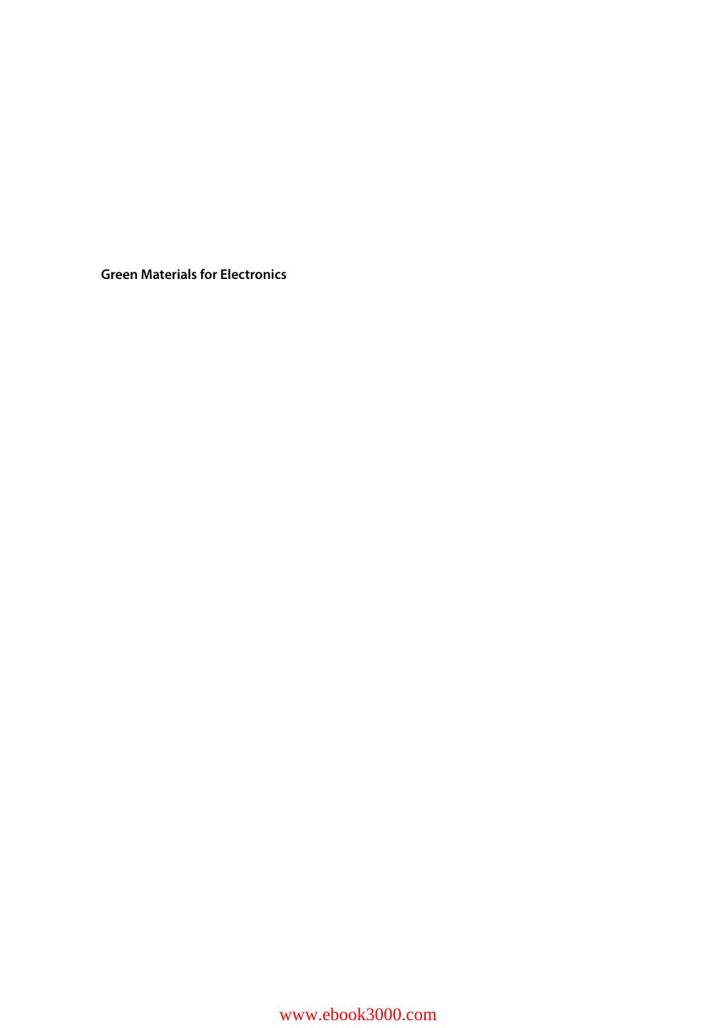 Green Materials for Electronics by Unknow