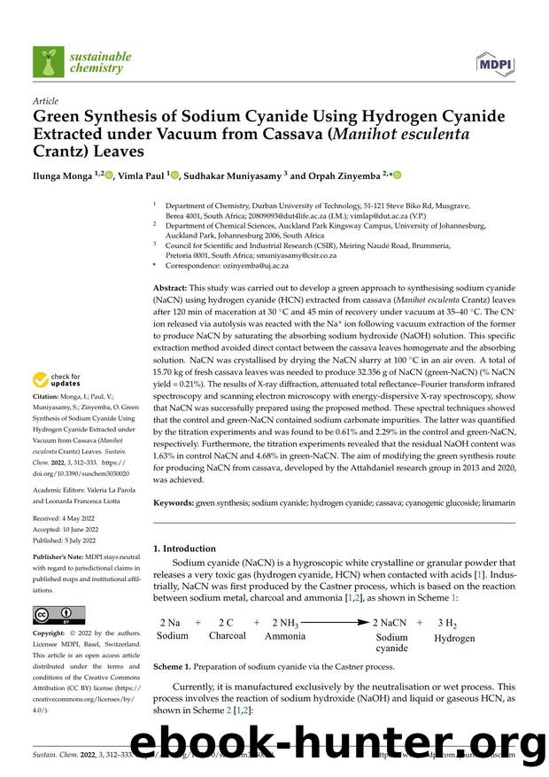 Green Synthesis of Sodium Cyanide Using Hydrogen Cyanide Extracted under Vacuum from Cassava (Manihot esculenta Crantz) Leaves by Ilunga Monga Vimla Paul Sudhakar Muniyasamy & Orpah Zinyemba