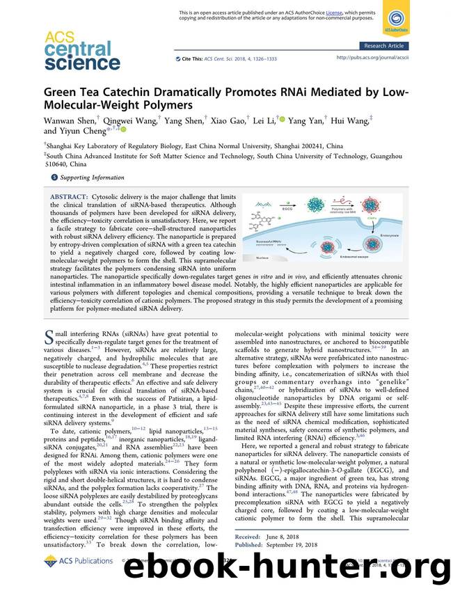 Green Tea Catechin Dramatically Promotes RNAi Mediated by Low-Molecular-Weight Polymers by unknow
