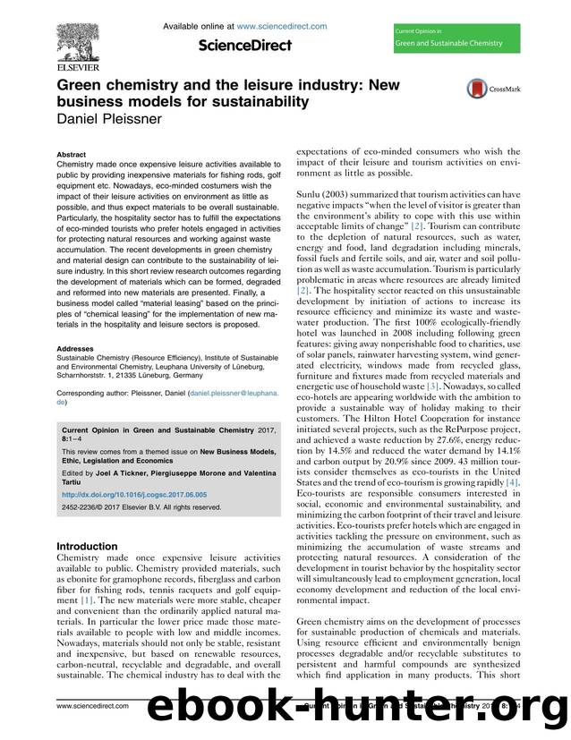Green chemistry and the leisure industry: New business models for sustainability by Daniel Pleissner