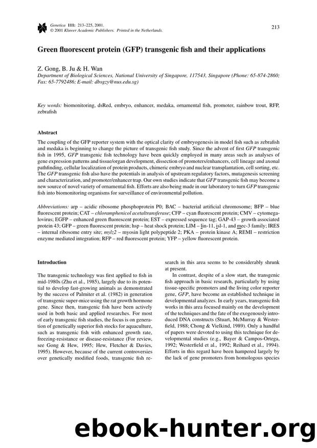 Green fluorescent protein (GFP) transgenic fish and their applications by Unknown