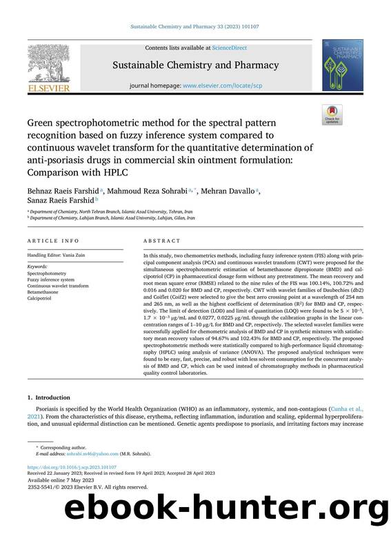 Green spectrophotometric method for the spectral pattern recognition based on fuzzy inference system compared to continuous wavelet transform for the quantitative determination of  by Behnaz Raeis Farshid & Mahmoud Reza Sohrabi & Mehran Davallo & Sanaz Raeis Farshid