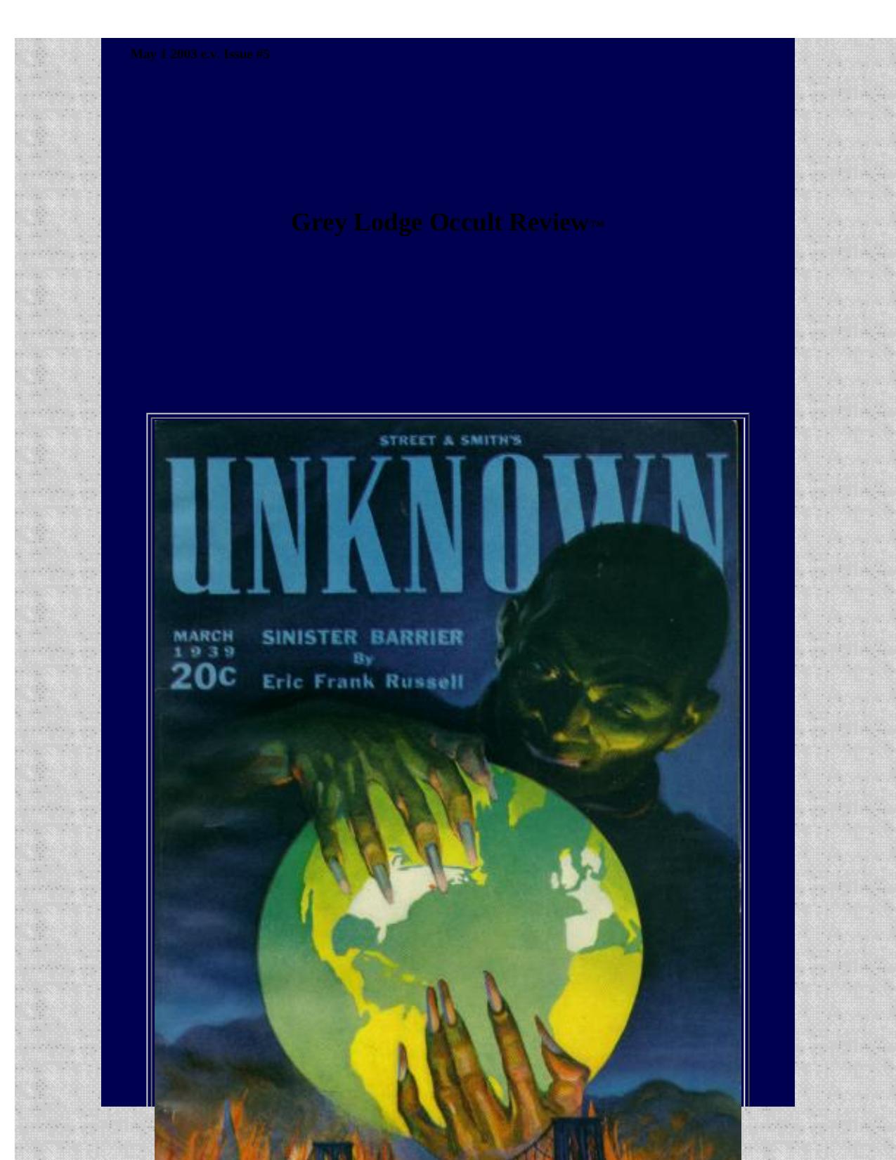 Grey Lodge Occult Review - Issue #5 by Unknown