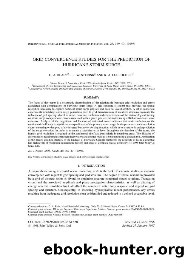 Grid convergence studies for the prediction of hurricane storm surge by Unknown