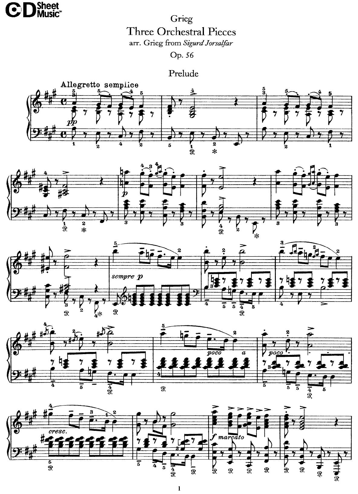 Grieg: Works for Piano, arr: Grieg from Sigurd Jorsalfar by WBaxley Music Subito Music Corp & Stephens Pub. Co