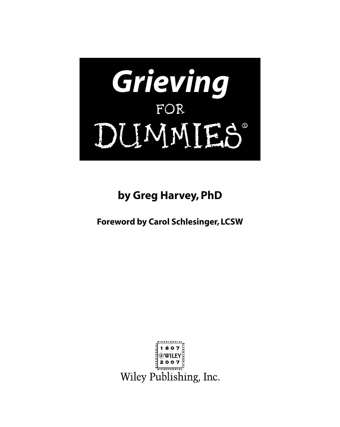 Grieving For Dummies by Greg Harvey