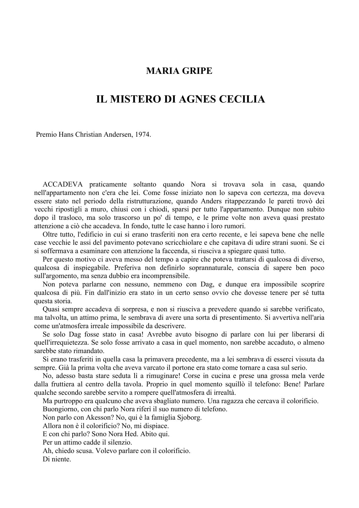 Gripe Maria by Il mistero di Agnes Cecilia