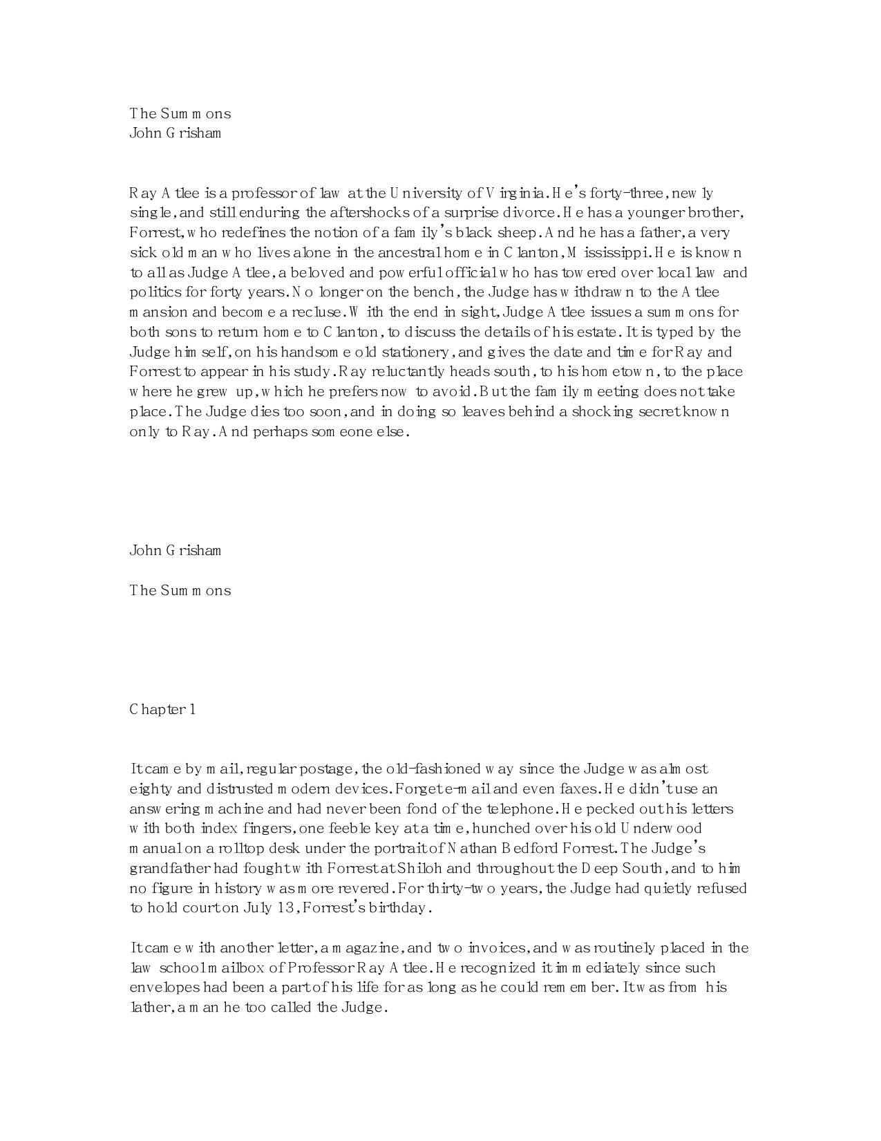 Grisham, John - The Summons by Grisham John