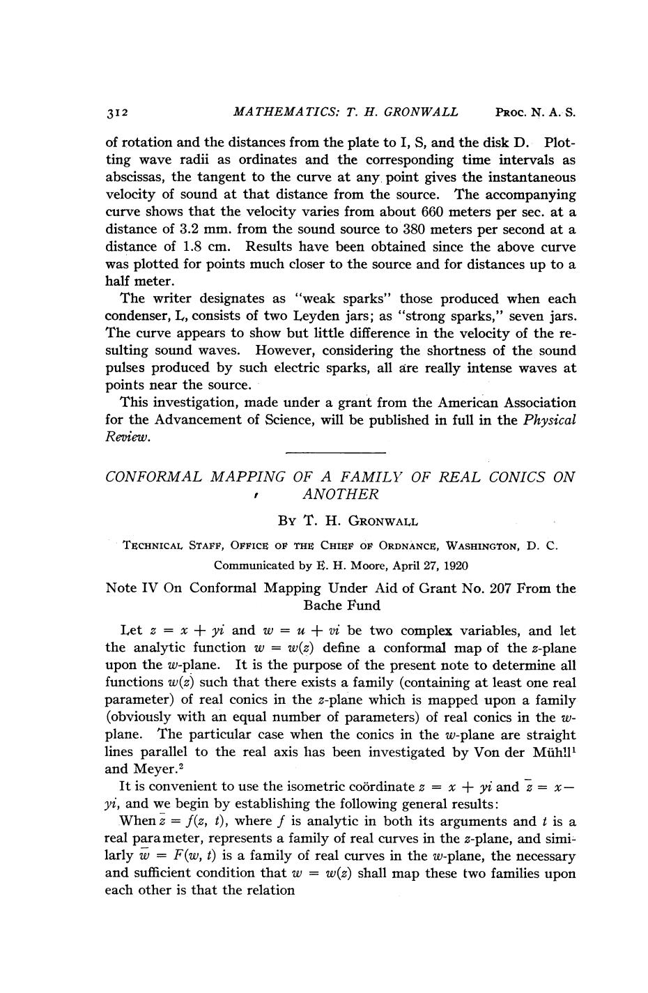Gronwall T.H. Conformal Mapping of a Family of Real Conics on Another (1920)(en)(4s) by Unknown