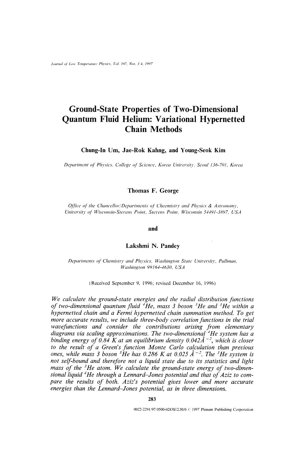 Ground-state properties of two-dimensional quantum fluid helium: Variational hypernetted chain methods by Unknown