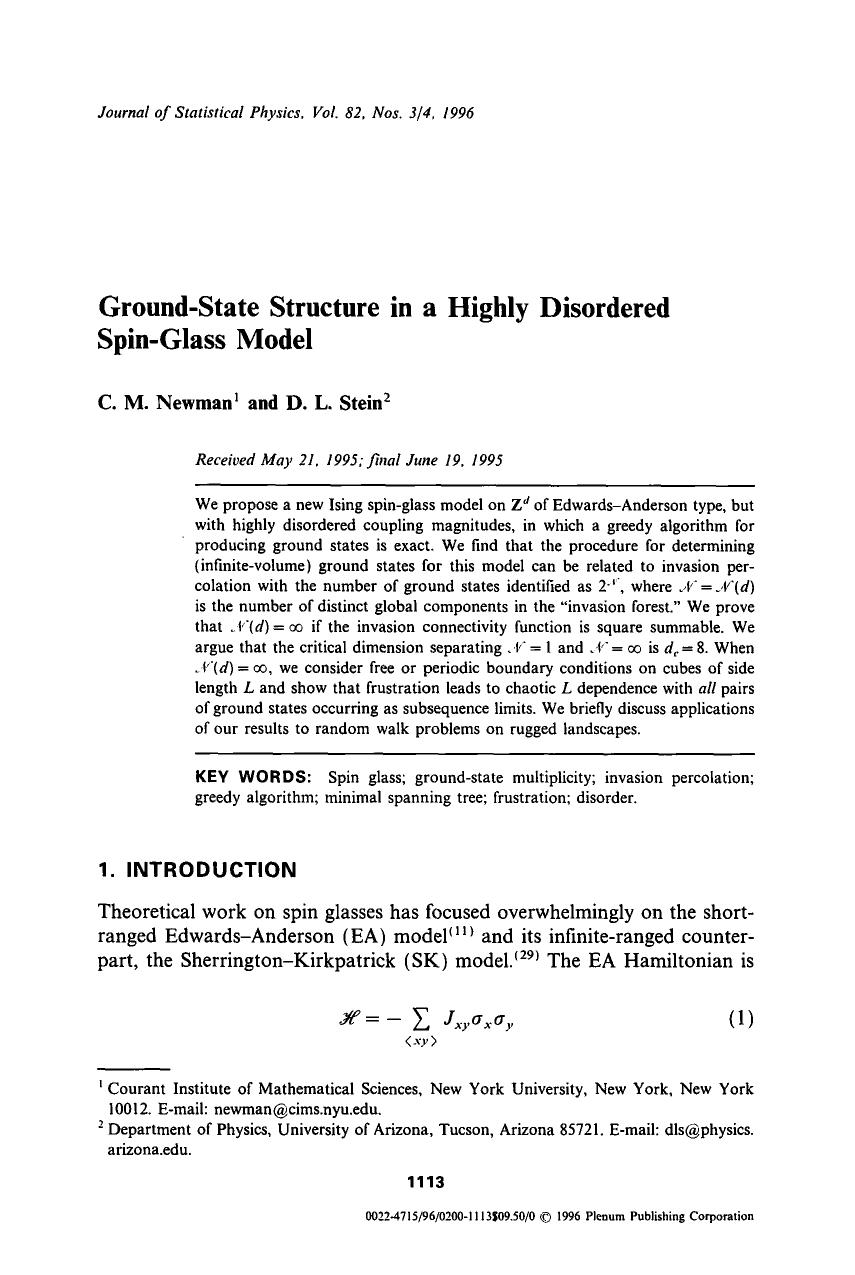 Ground-state structure in a highly disordered spin-glass model by Unknown
