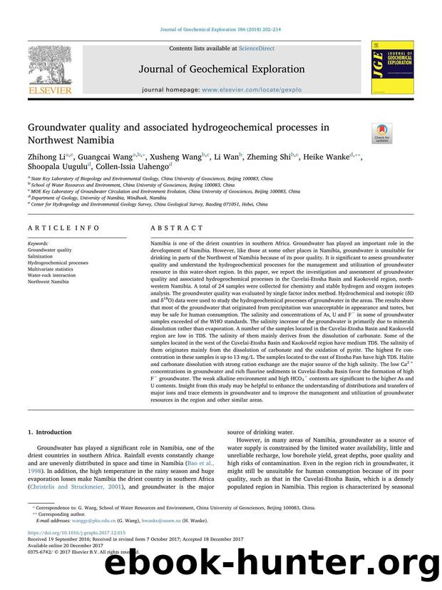 Groundwater quality and associated hydrogeochemical processes in Northwest Namibia by unknow