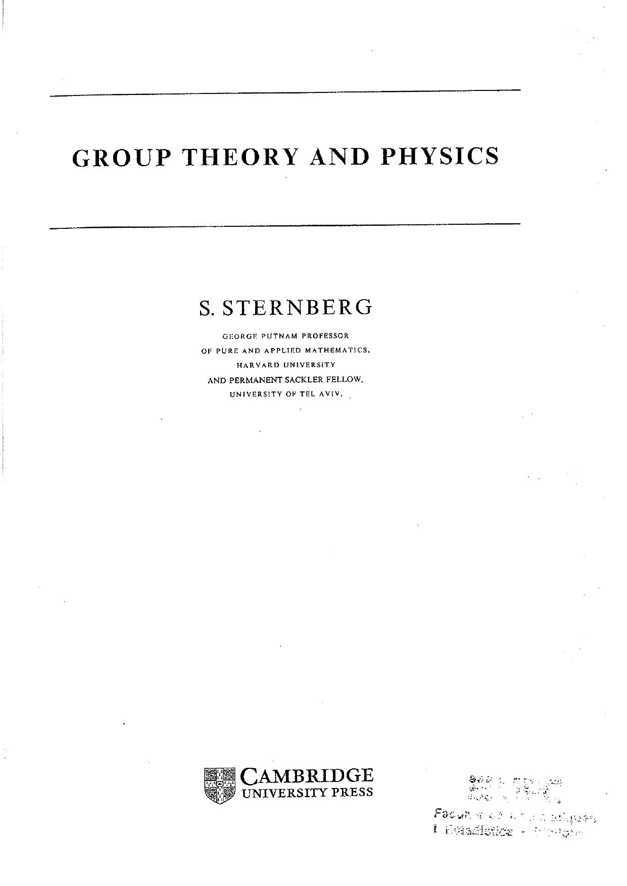Group Theory and Physics by S. Sternberg