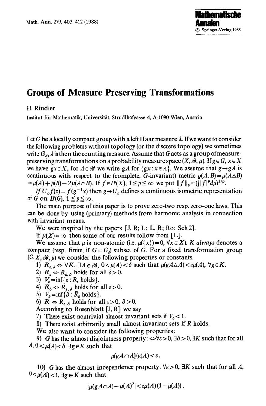 Groups of measure preserving transformations by Unknown