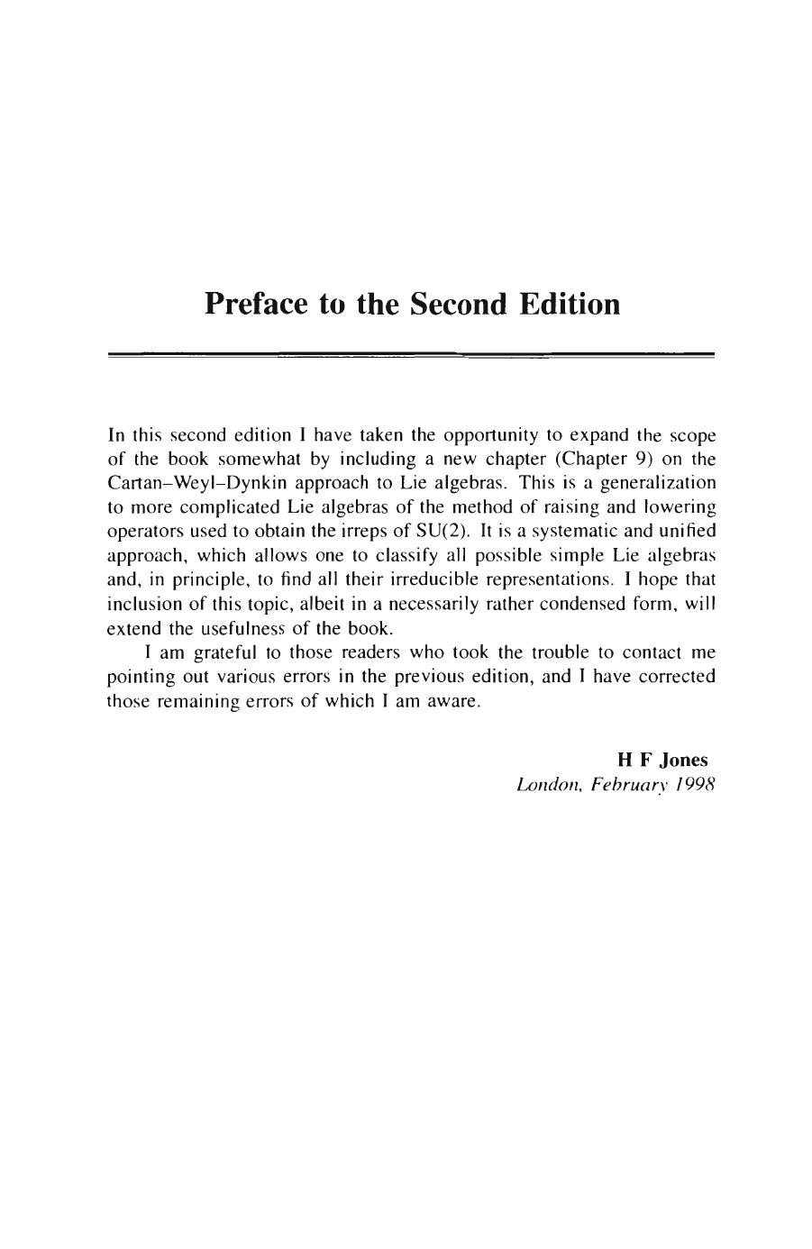 Groups, Representations and Physics by H.F Jones