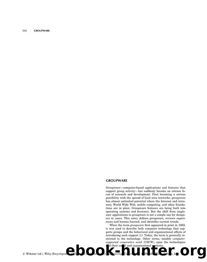 Groupware". In: Wiley Encyclopedia of Electrical and Electronics Engineering by Unknown