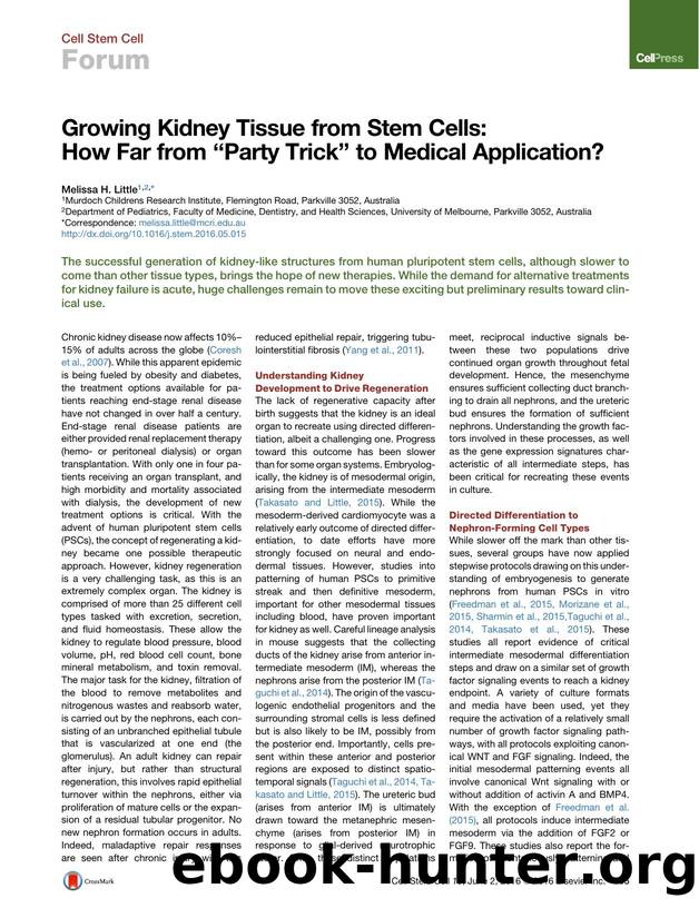 Growing Kidney Tissue from Stem Cells: How Far from ``Party Trick'' to Medical Application? by Melissa H. Little