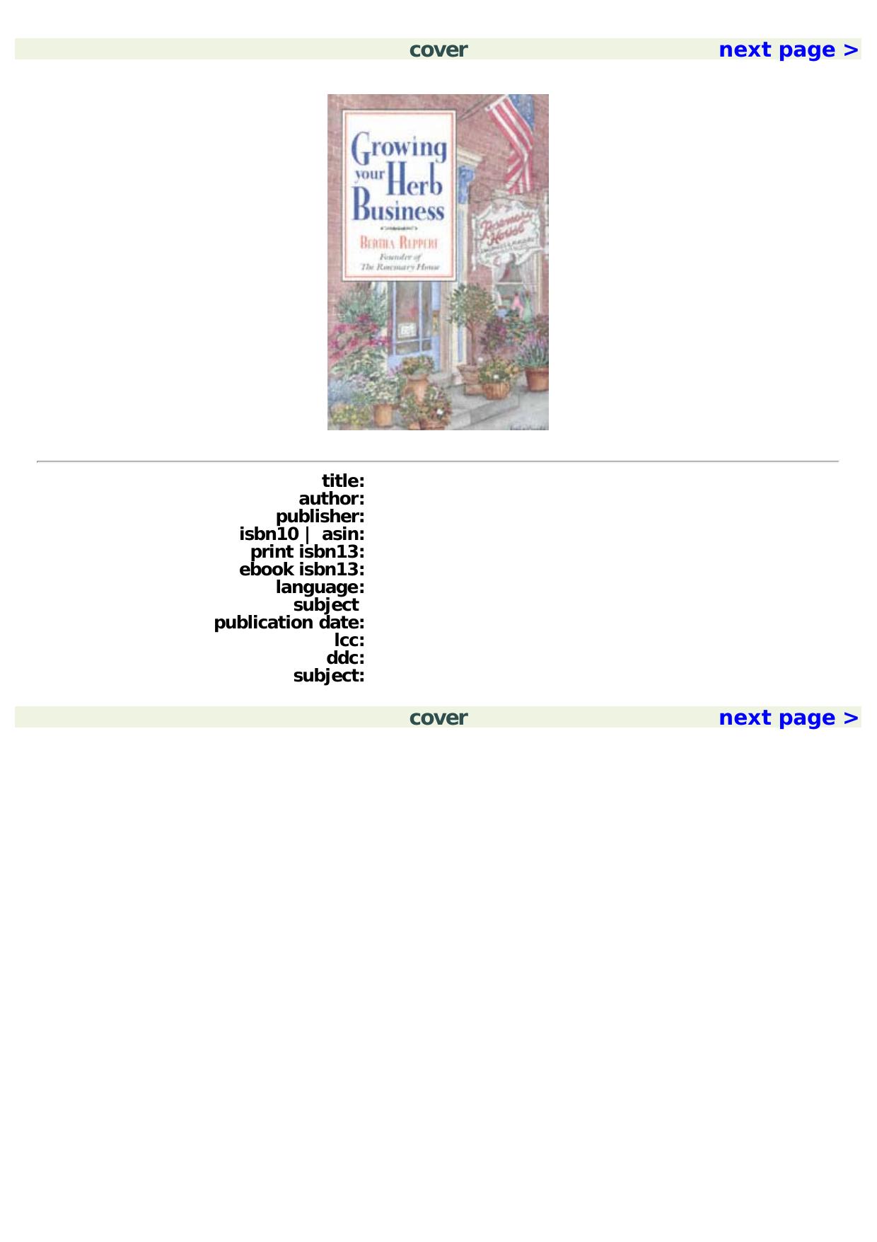 Growing Your Herb Business by Bertha Reppert