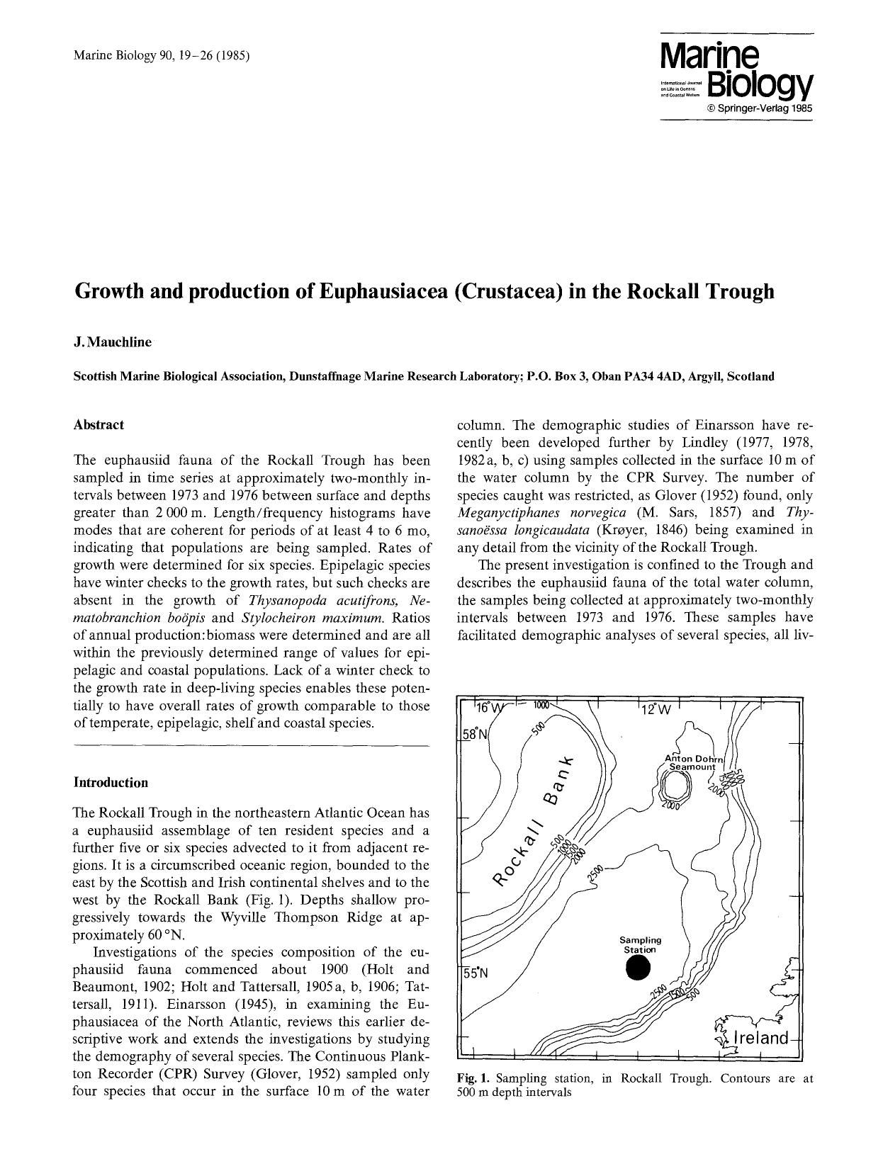 Growth and production of Euphausiacea (Crustacea) in the Rockall Trough by Unknown