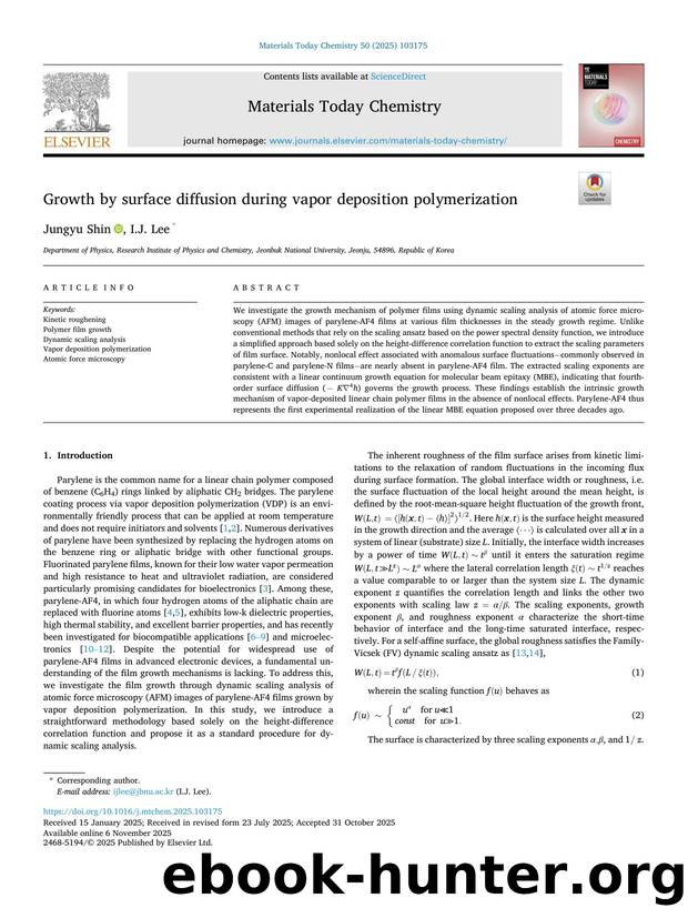 Growth by surface diffusion during vapor deposition polymerization by Jungyu Shin & I.J. Lee