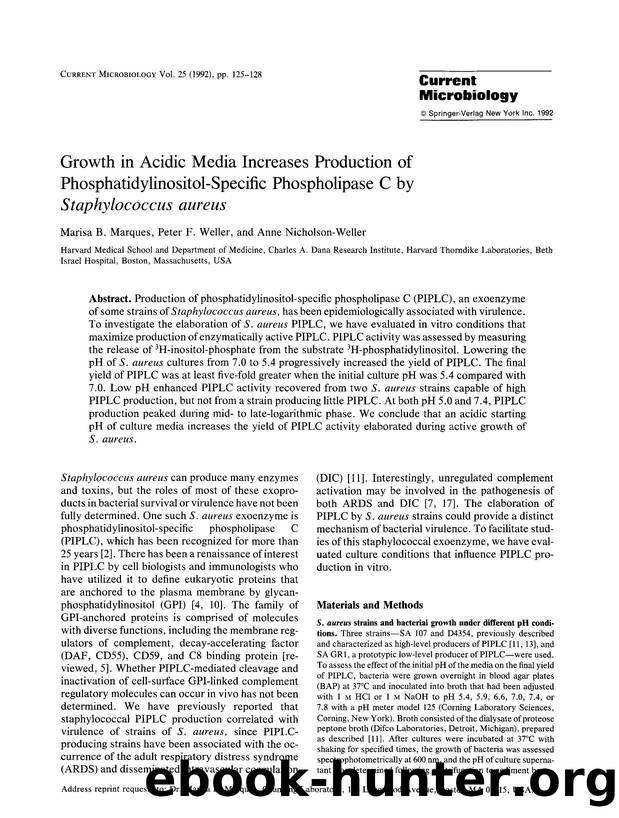 Growth in acidic media increases production of phosphatidylinositol-specific phospholipase C by <Emphasis Type="Italic">Staphylococcus aureus <Emphasis> by Unknown
