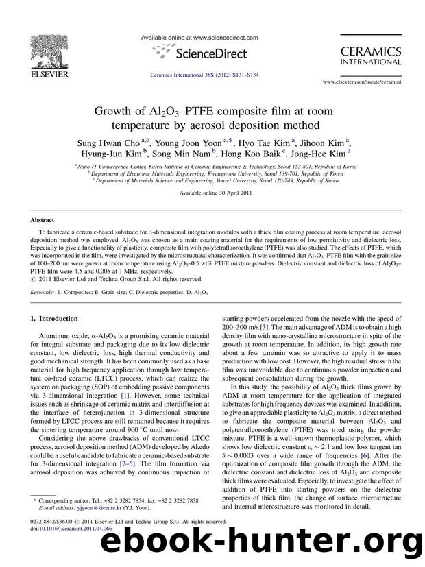 Growth of Al2O3âPTFE composite film at room temperature by aerosol deposition method by Sung Hwan Cho