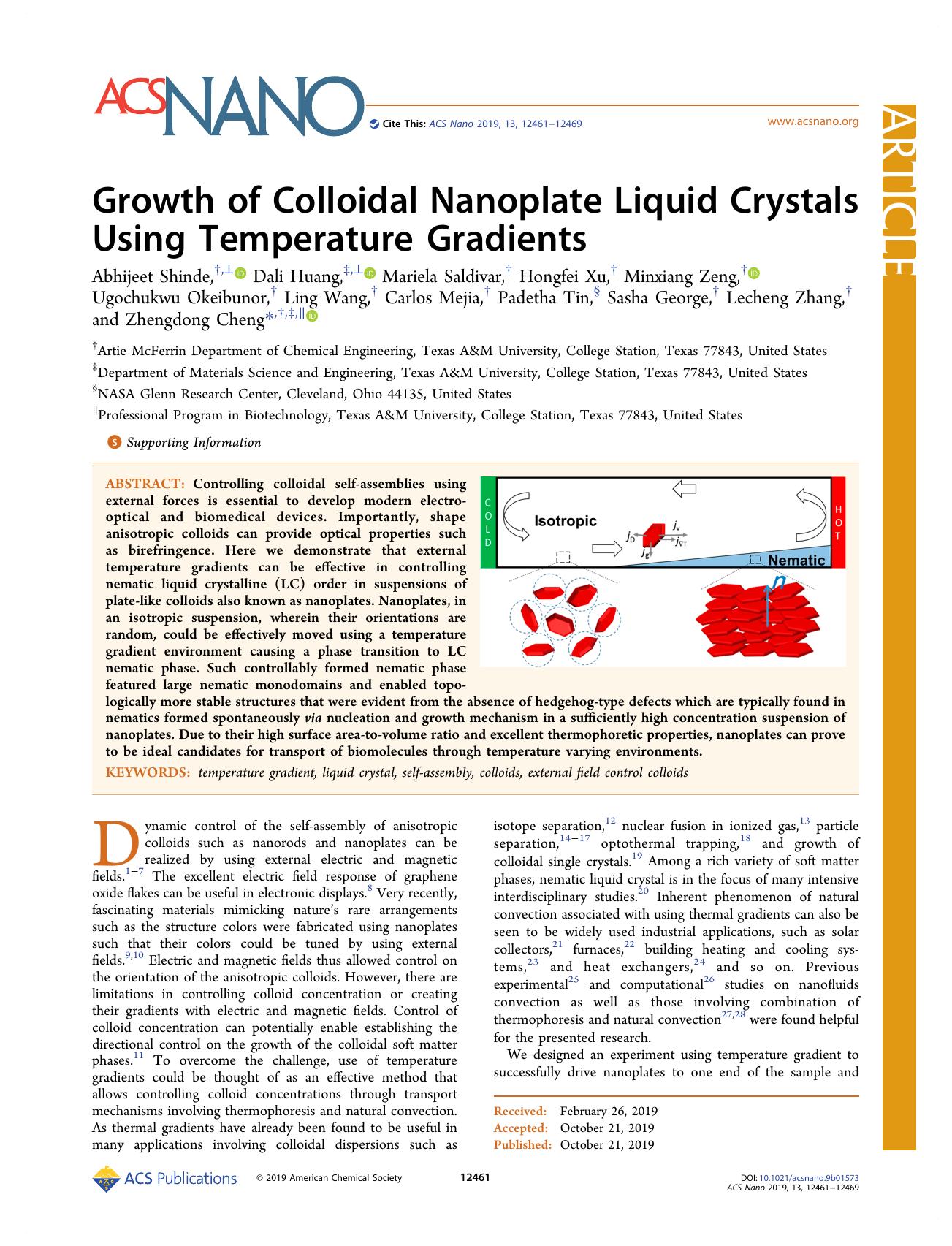 Growth of Colloidal Nanoplate Liquid Crystals Using Temperature Gradients by unknow