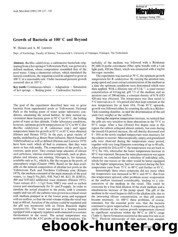 Growth of bacteria at 100&#x00B0;C and beyond by Unknown