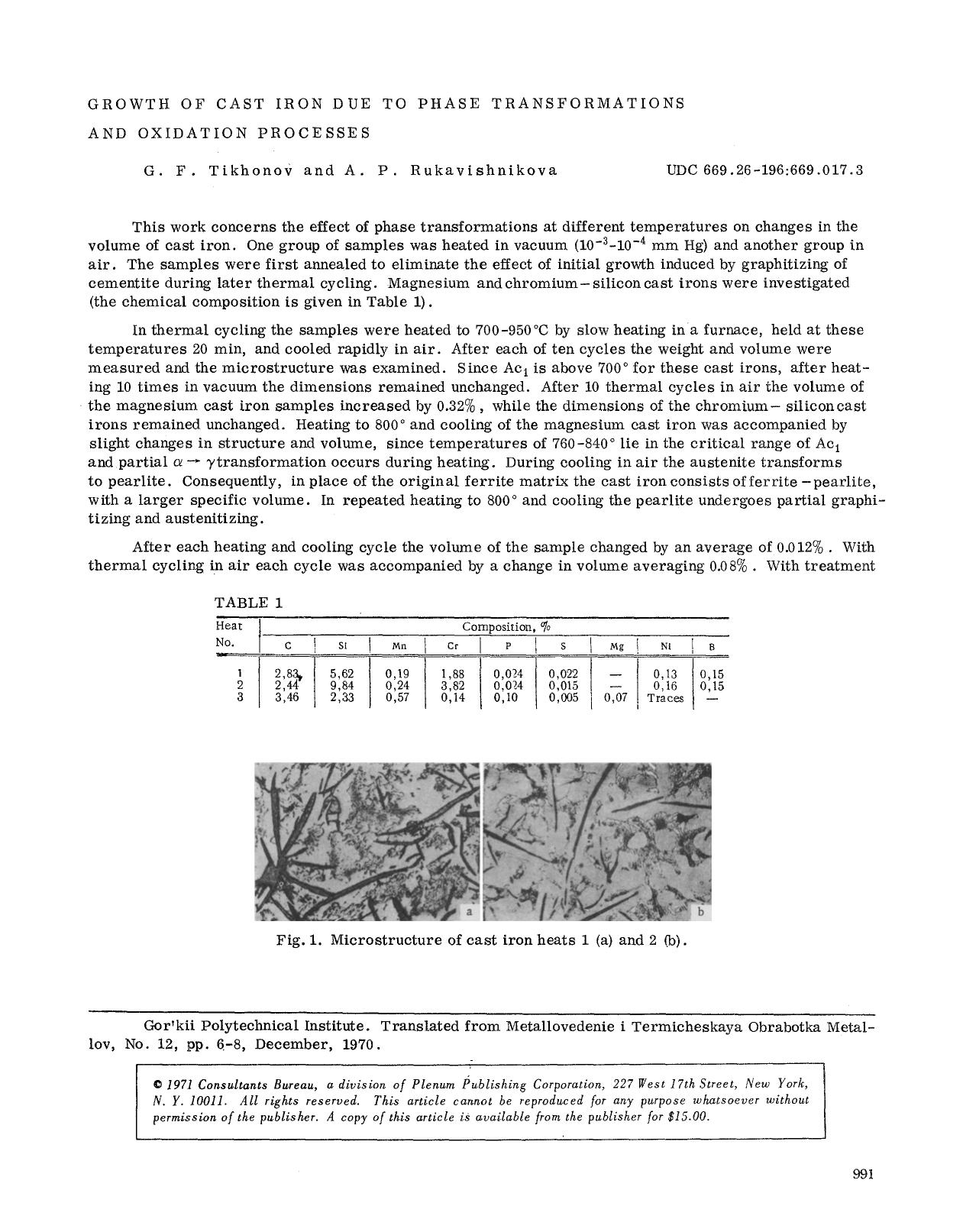 Growth of cast iron due to phase transformations and oxidation processes by Unknown