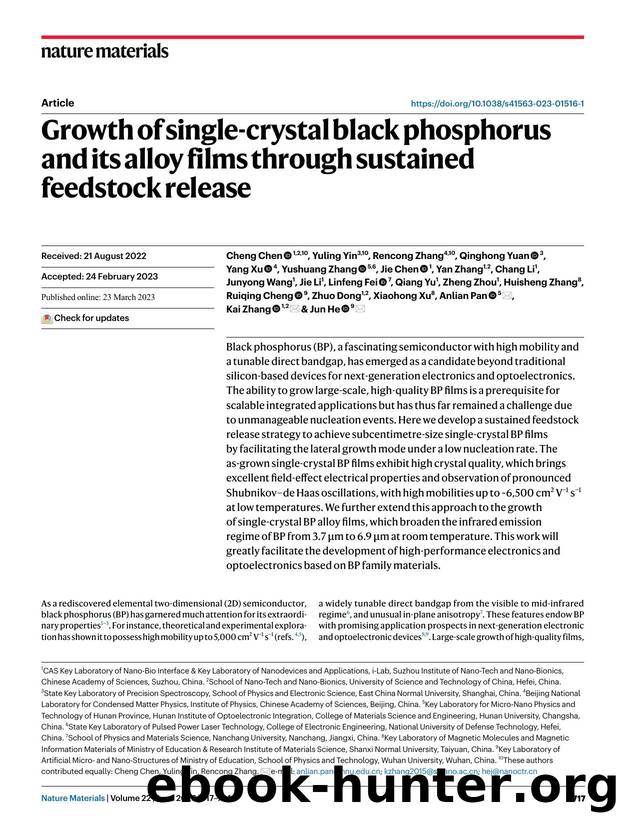 Growth of single-crystal black phosphorus and its alloy films through sustained feedstock release by unknow