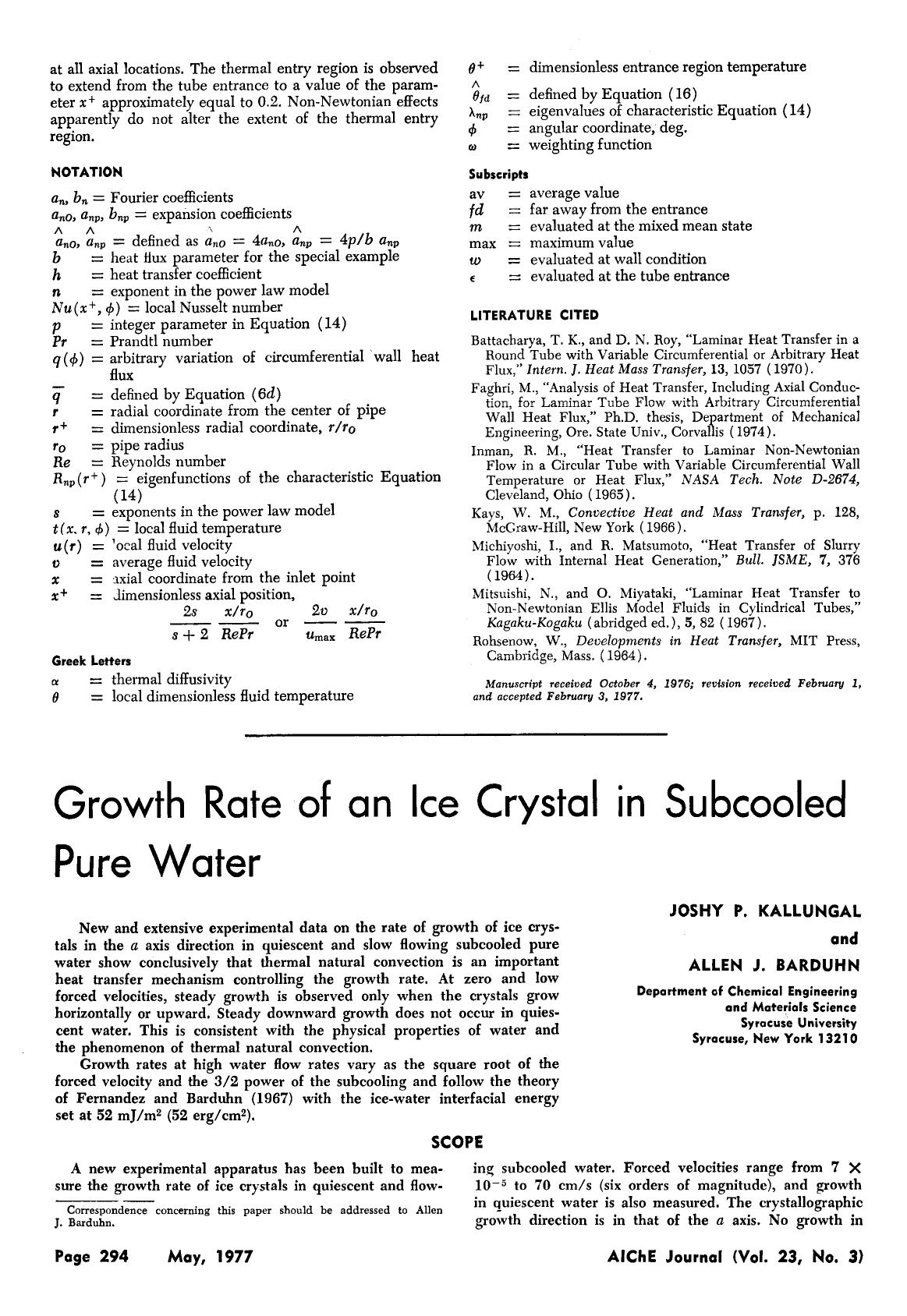 Growth rate of an ice crystal in subcooled pure water by Unknown