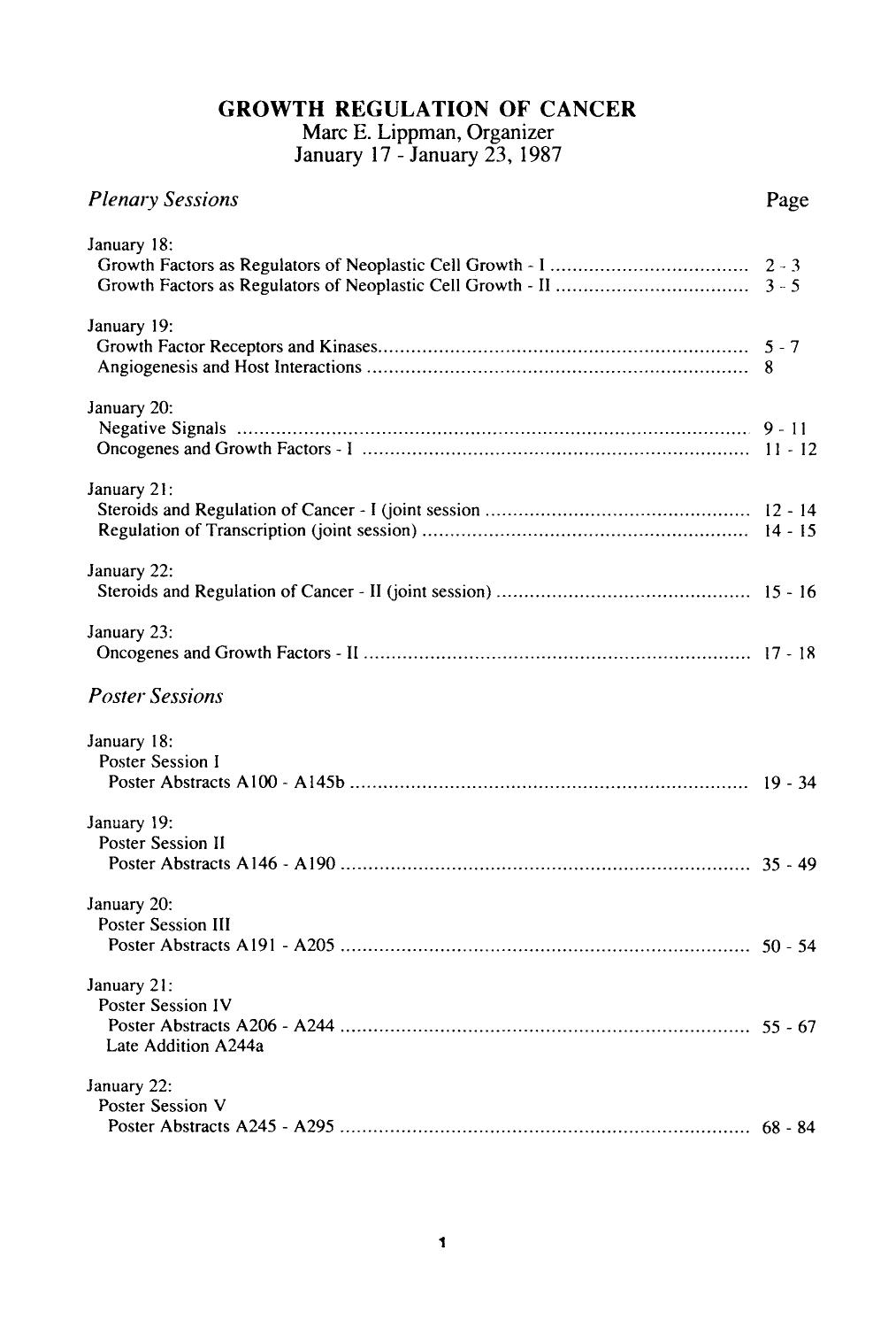 Growth regulation of cancer by Unknown