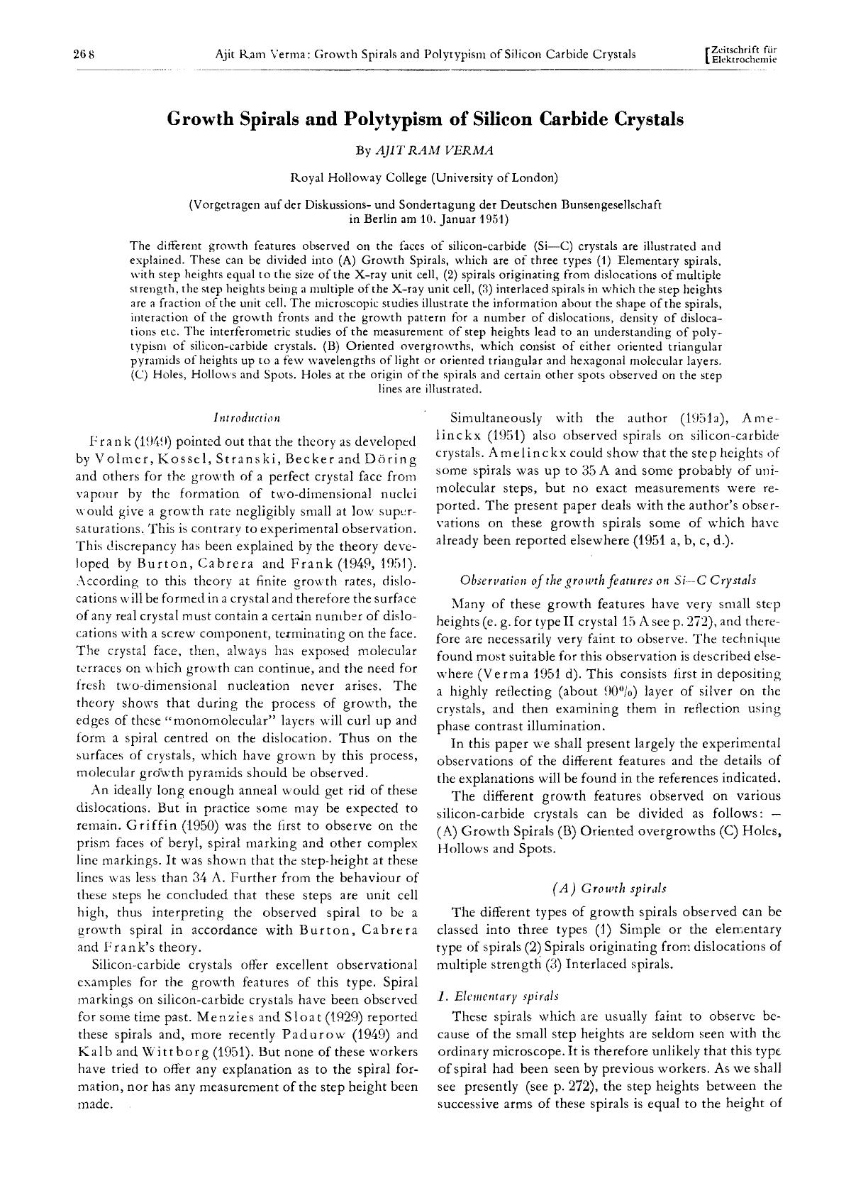 Growth spirals and polytypism of silicon carbide crystals by Unknown