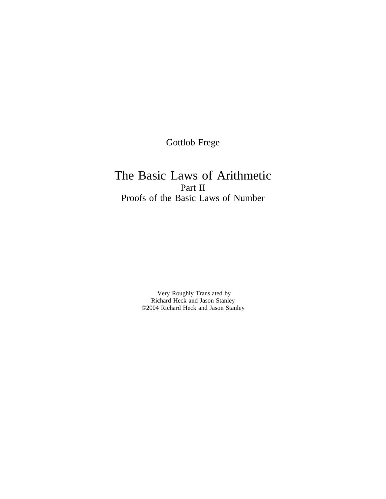 Grundgesetze part ii by Frege Gottlob rough en translation
