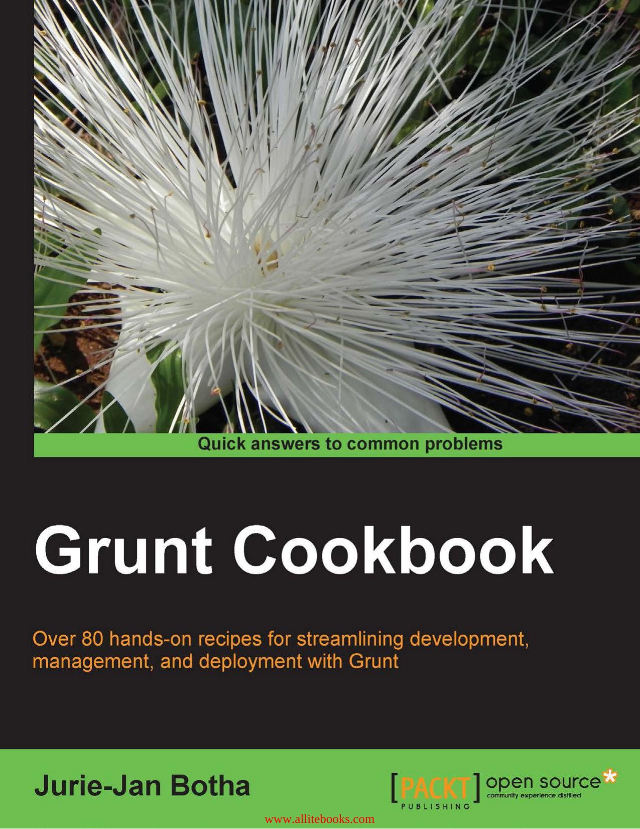 Grunt.js Cookbook: Over 80 hands-on recipes for streamlining development, management, and deployment with Grunt by Unknown