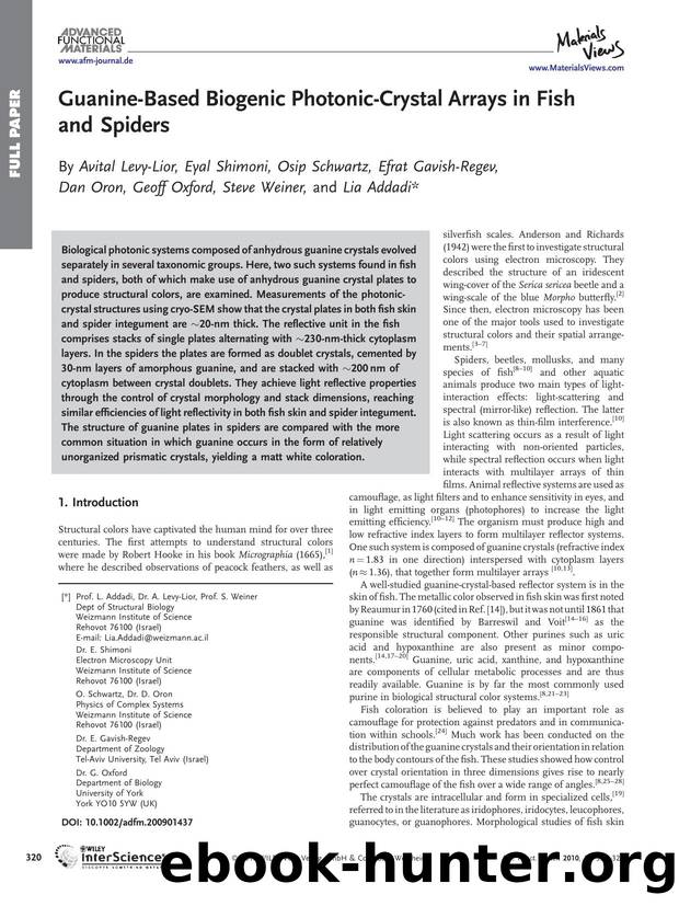 Guanine-Based Biogenic Photonic-Crystal Arrays in Fish and Spiders by Unknown