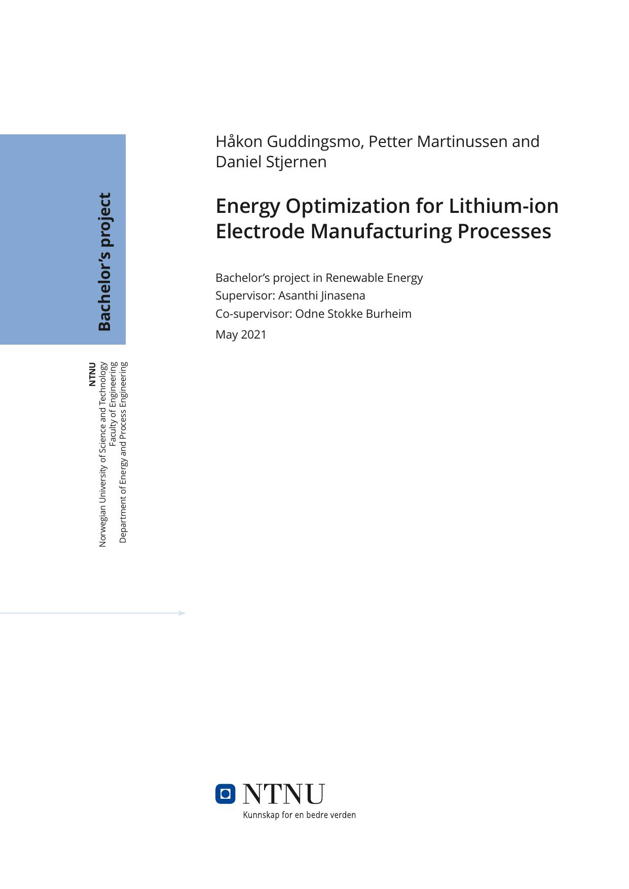 Guddingsmo H. Energy Optimization for Lithium-Ion Electrode Manufacturing...2021 by Unknown