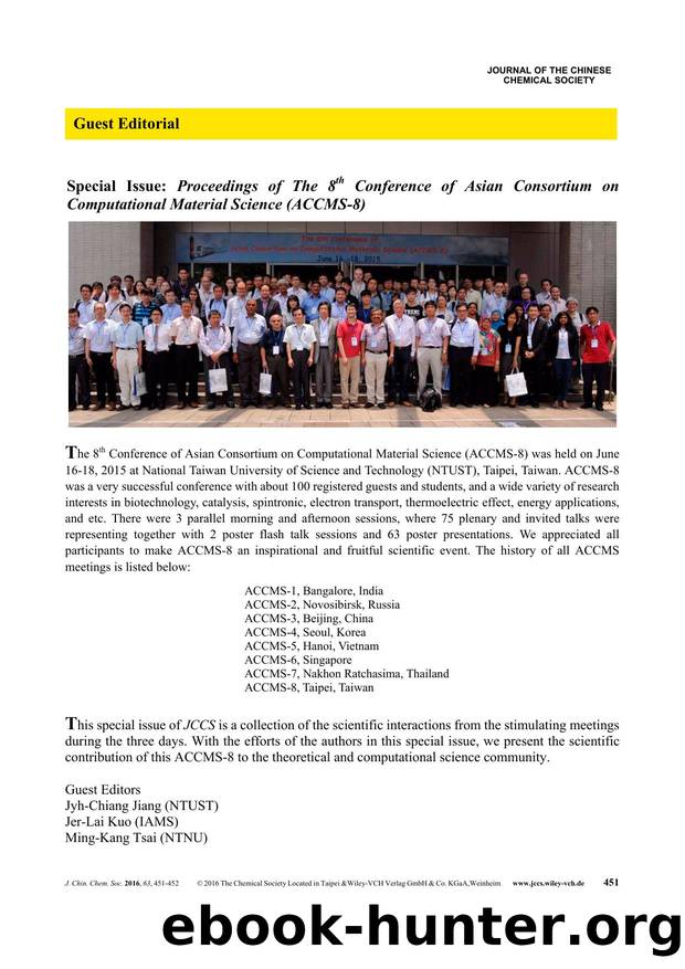 Guest Editorial: Journal of the Chinese Chemical Society 62016 by Chen