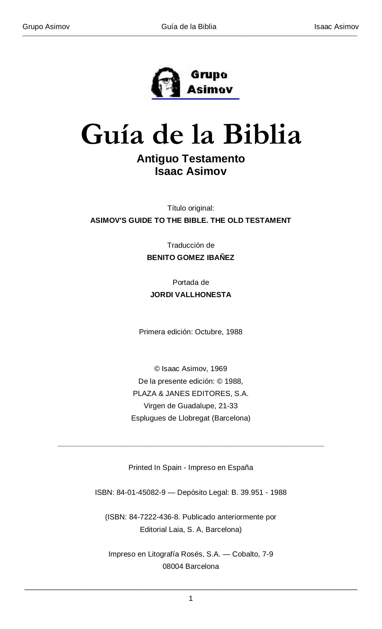 Guia de la Biblia Antiguo Testamento (Spanish Edition) by Isaac Asimov