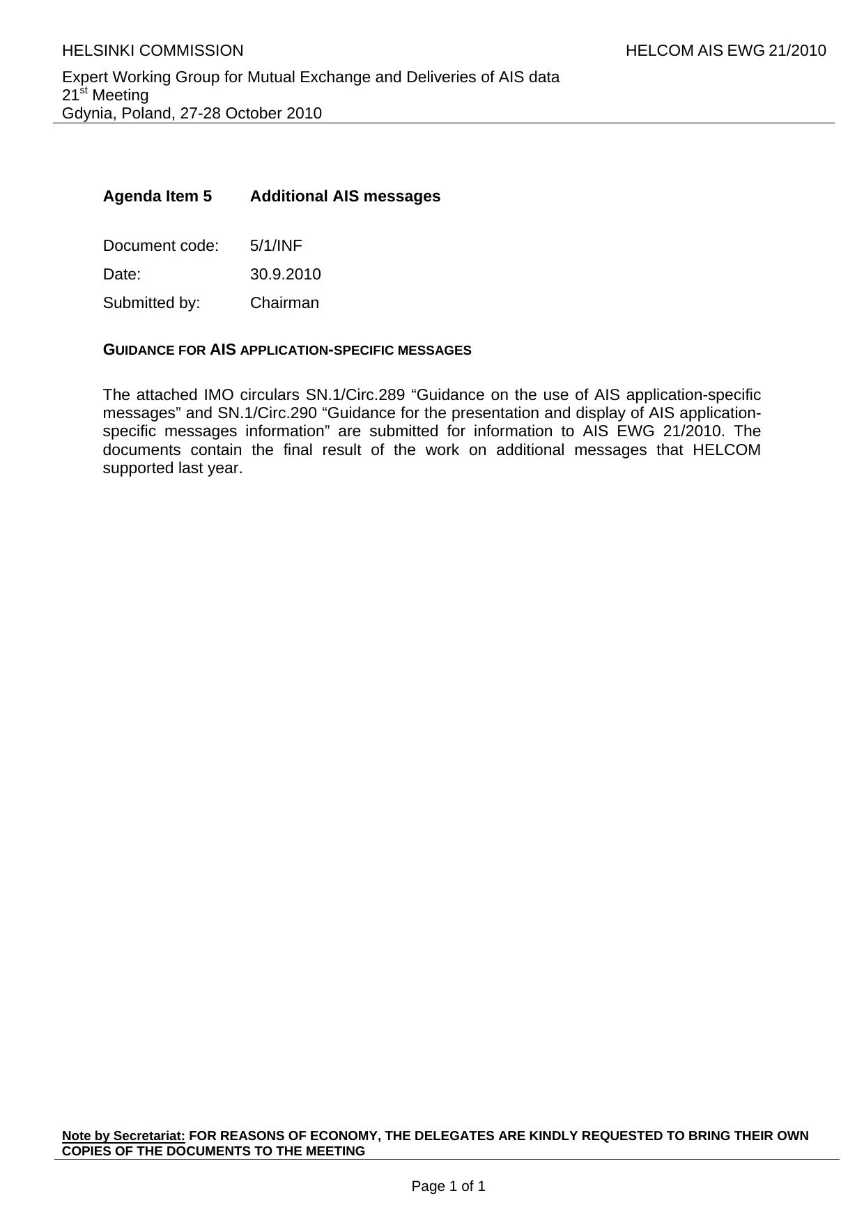 Guidance for AIS application-specific messages by Chairman