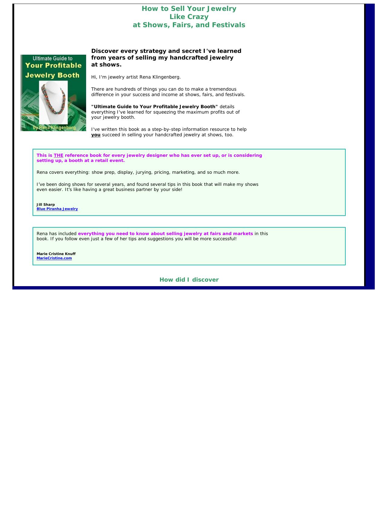 Guide To Your Profitable Jewelry Booth. by Best of Kuszter's Collection