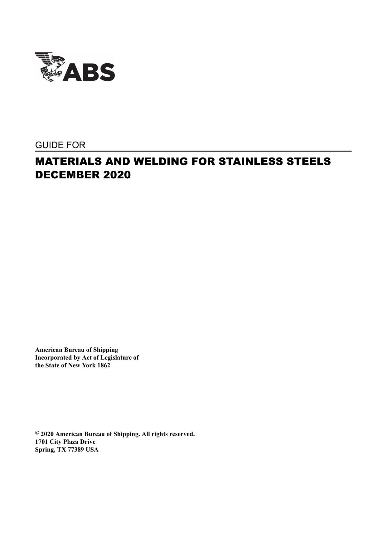 Guide for Materials and Welding for Stainless Steels by Unknown